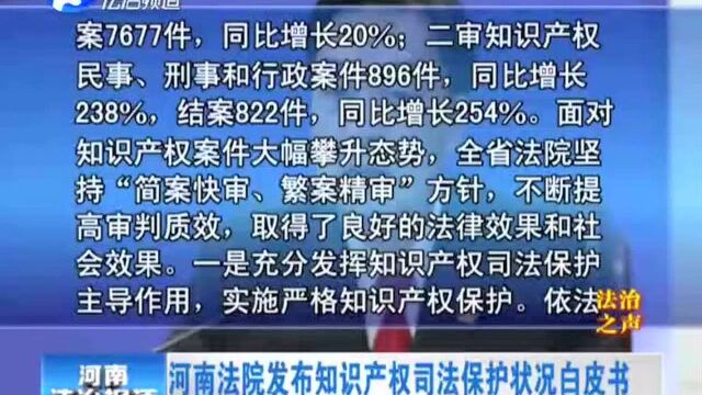 河南法院发布知识产权司法保护状况白皮书