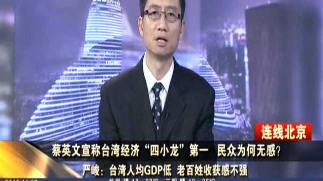 蔡英文宣称台湾经济“四小龙”第一 民众为何无感? 严峻:依据一家测评机构 经济数据预测难被信服