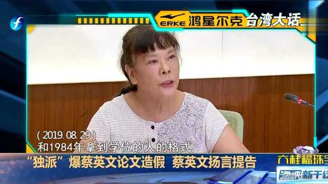 “独派”爆蔡英文论文造假 蔡英文扬言提告