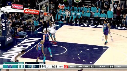 《NBA全场集锦》锁定胜局！麦克丹尼尔斯妙传范德比尔特暴扣得手