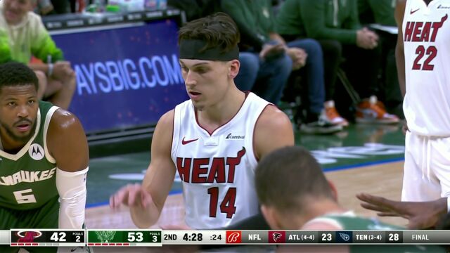 NBA常规赛：热火vs雄鹿第2节中文解说回放