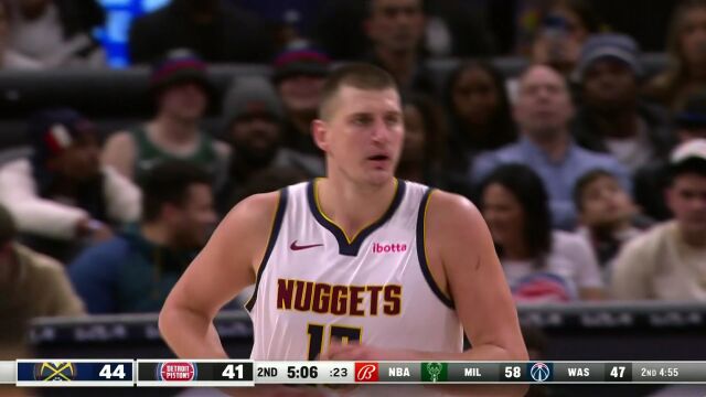 掘金vs活塞五佳球 雷吉六秒光速上篮阿隆戈登滞空2+1锁定胜局