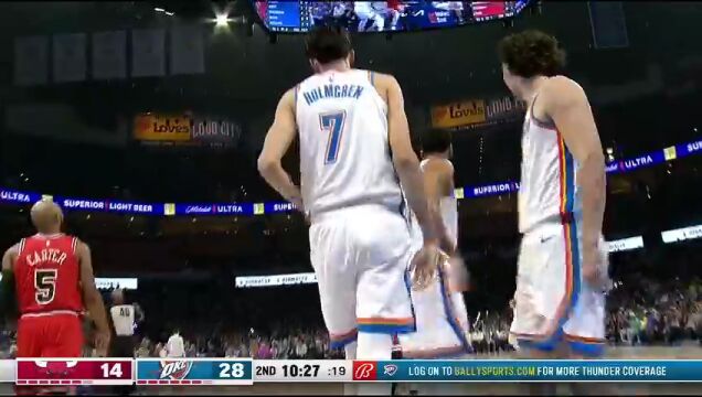NBA常规赛：公牛vs雷霆第2节英文原声回放