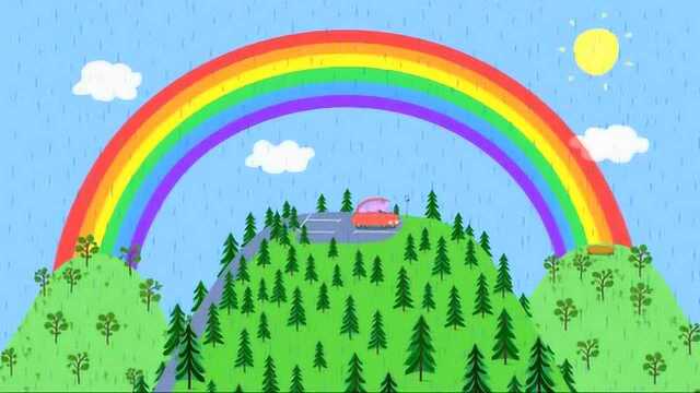 小猪佩奇彩虹当空佩奇乔治正好欣赏这美好夜色啊