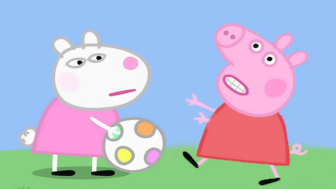 小猪佩奇抢小羊苏西手里的足球