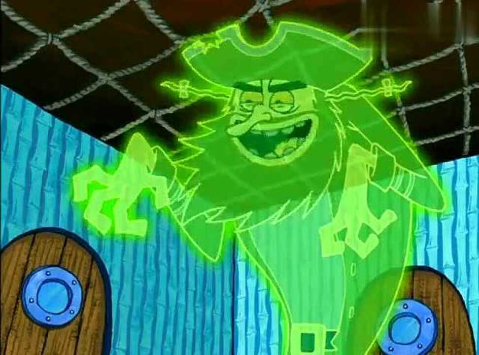 海绵宝宝被飞行荷兰人吓到融化