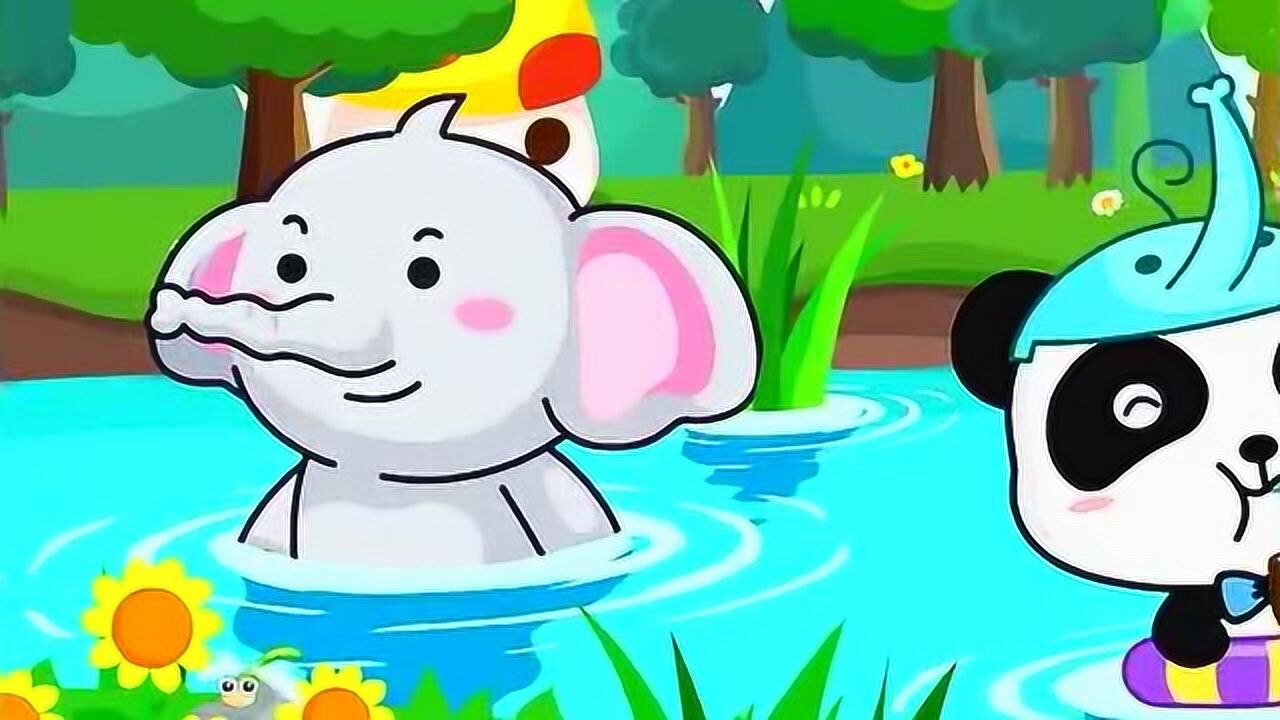 两只小象河边走,扬起鼻子勾一勾