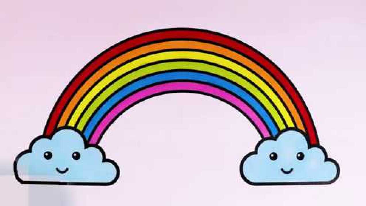 育儿简笔画宝宝学画彩虹涂颜色