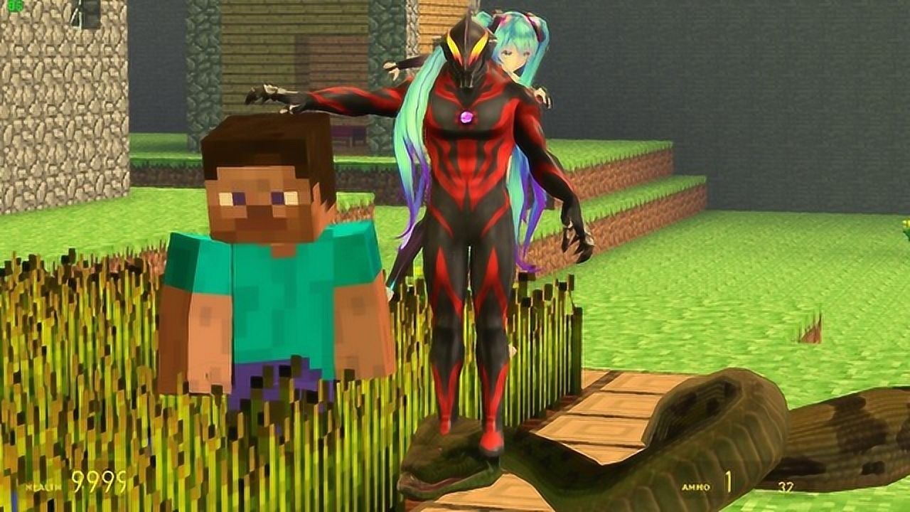 我的世界邪恶光之巨人怎么背着受伤的初音未来