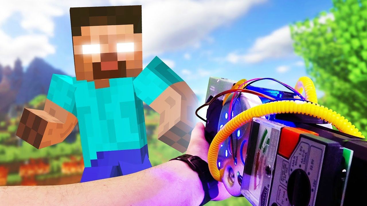 我的世界真人版史蒂夫vshim用现实武器对战him