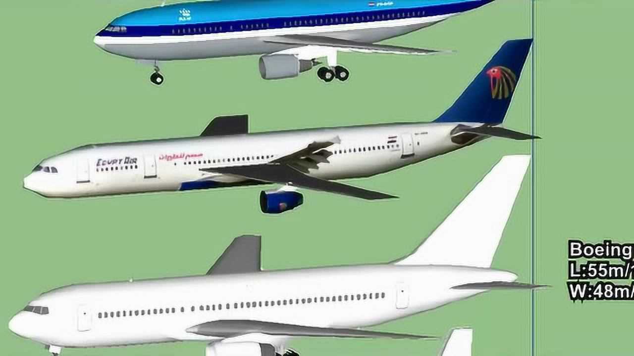 世界各大飞机尺寸比较