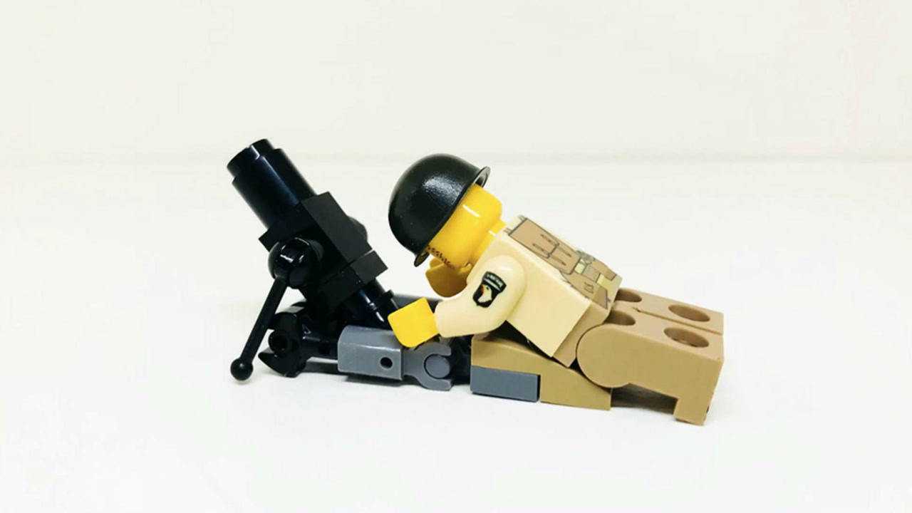 拼装乐高brickmania积木,二战意大利50mm西玛莎迫击炮