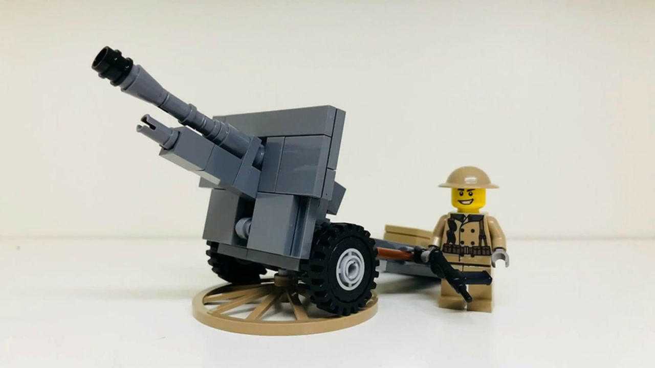 拼装乐高brickmania积木二战英军qf25磅榴弹炮
