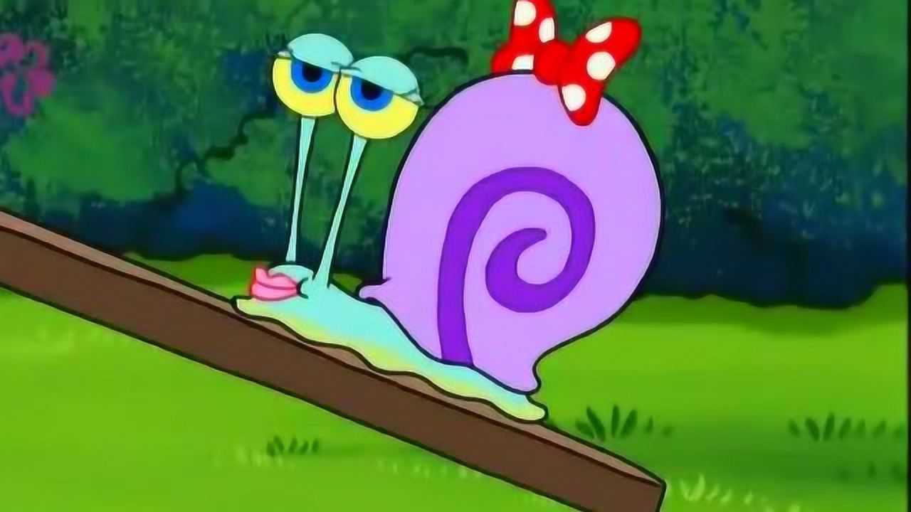 海绵宝宝带着小蜗去公园玩,小蜗对公园里的蜗牛一见钟情啦
