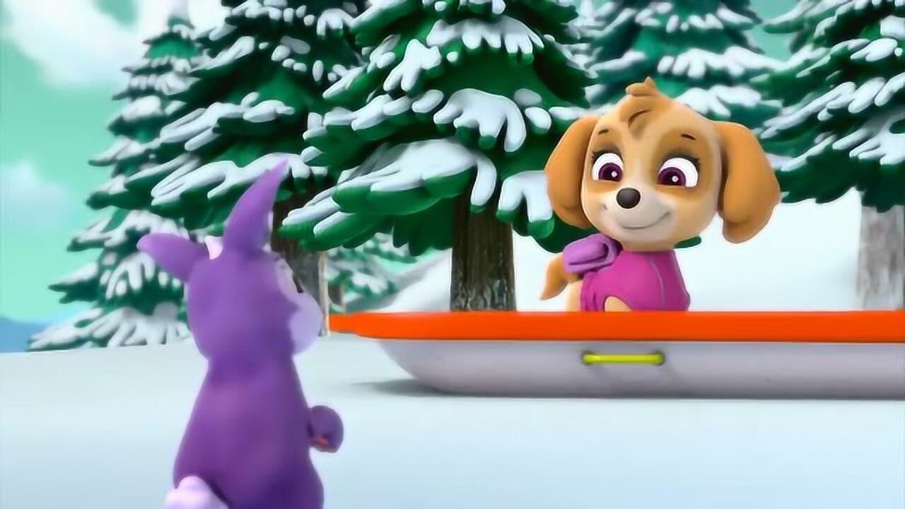 汪汪队:兔兔和狗狗天天一起坐雪橇!好开心!