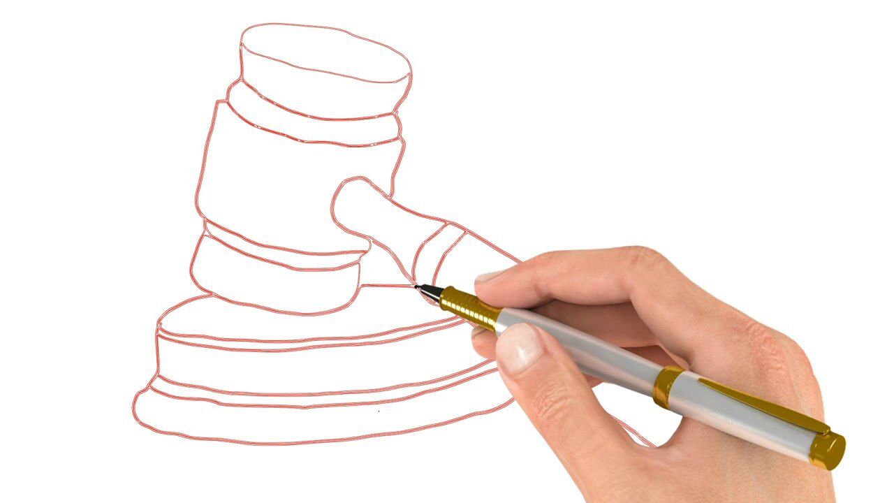 零基础手绘:如何画出法庭上的法槌_腾讯视频