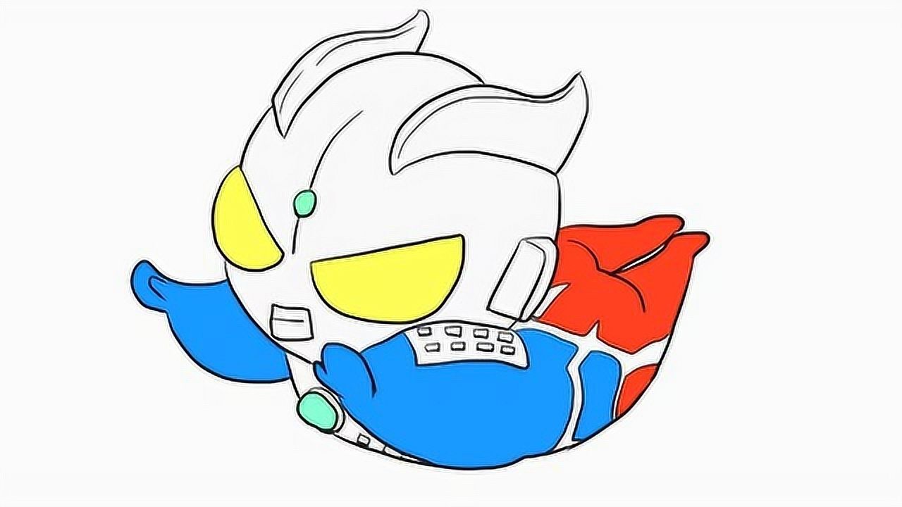 正在飞行的q版赛罗奥特曼儿童卡通简笔画