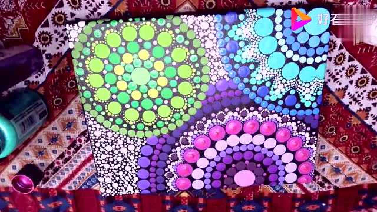 大师点彩画密密麻麻的颜色太美了