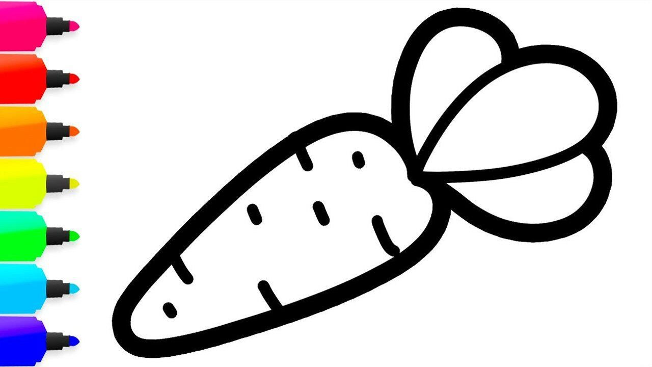 儿童彩绘:学习画胡萝卜并涂上颜色,帮助宝宝认识蔬菜