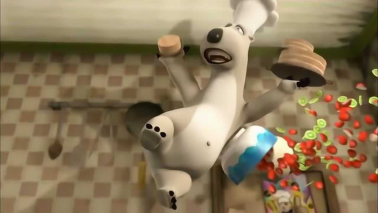 倒霉熊:蛋糕不小心掉在了倒霉熊头上,成了一顶漂亮的假发!