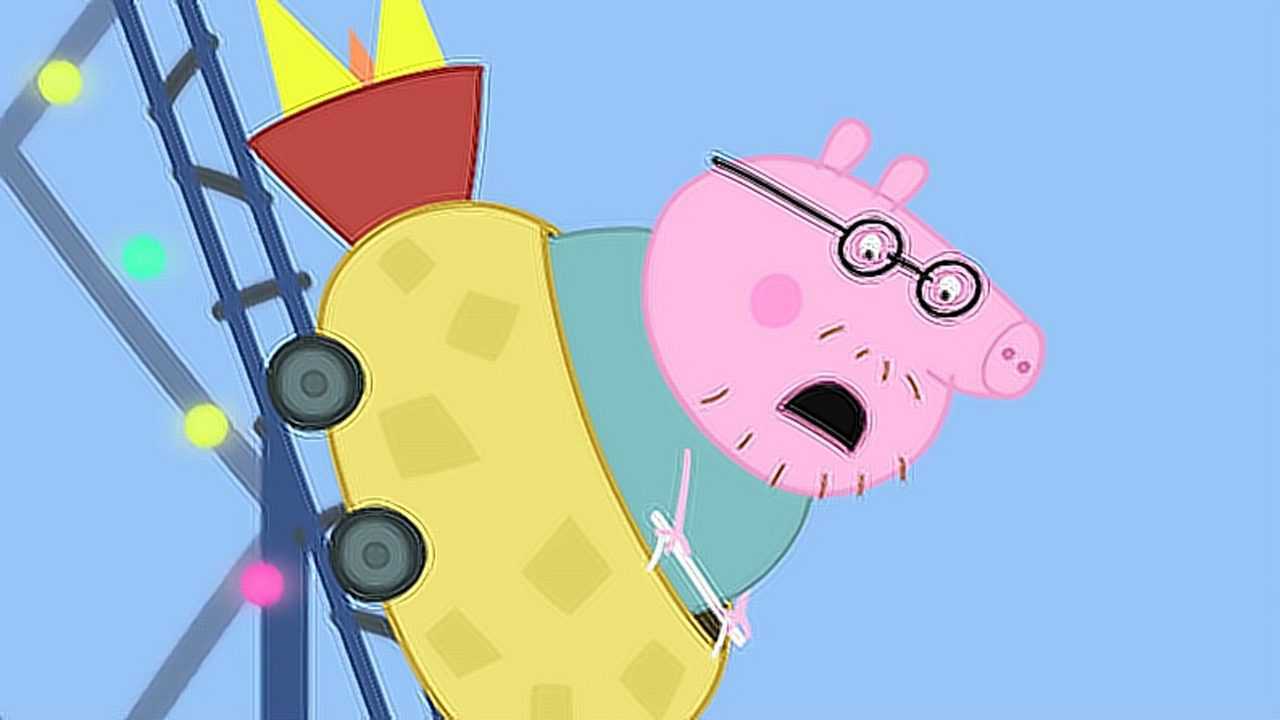 手绘简笔画,土豆火箭太高了,猪爸爸吓得闭上眼睛