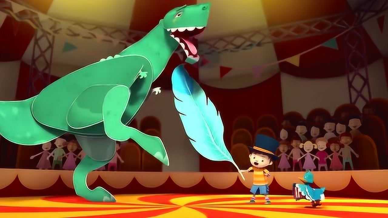 扎克和呱呱扎克用一根大羽毛挠恐龙的痒痒用来驯服它