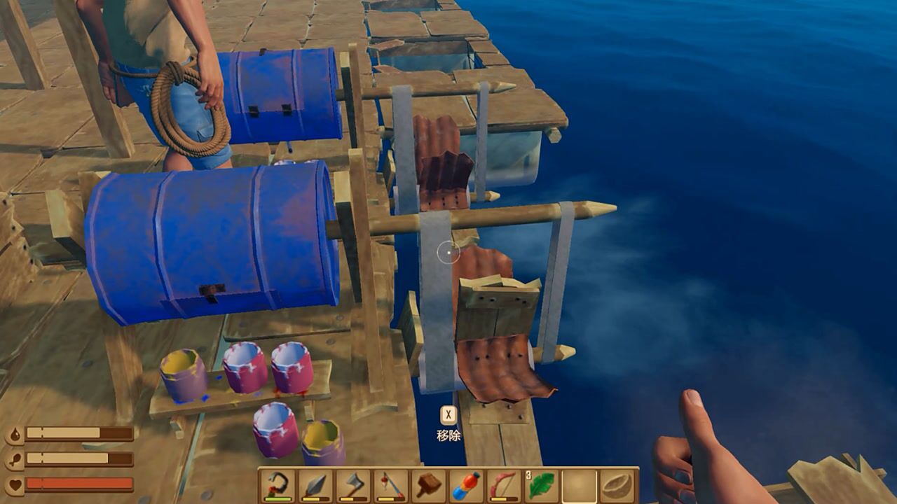 木筏求生:这个涂料厂就是我建造的,小伙伴现在就拿这个来做颜料了