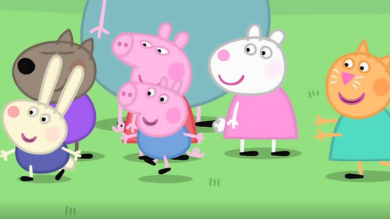 小猪佩奇和小朋友们进行跑步比赛 乔治跑到一半摔倒了 玩具故事