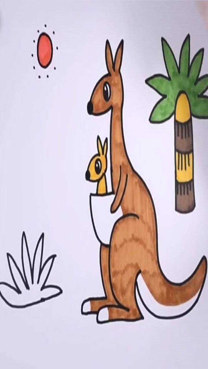 幼儿简笔画教你如何画袋鼠妈妈的暖心袋
