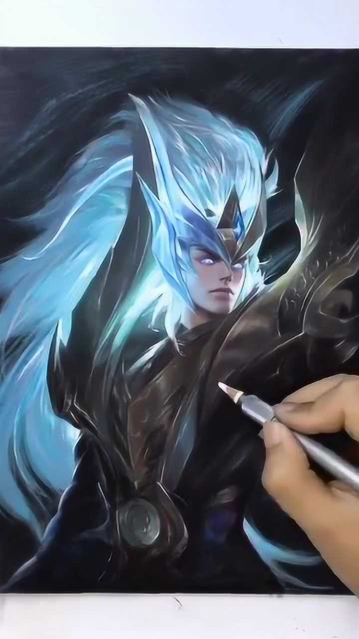 手绘《王者荣耀》凯的新皮肤,这画的不是一般的逼真,绝对是高手