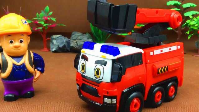 警车联盟消防车大雷 帮光头强灭火啦