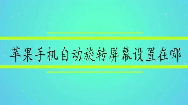 苹果手机自动旋转屏幕设置在哪