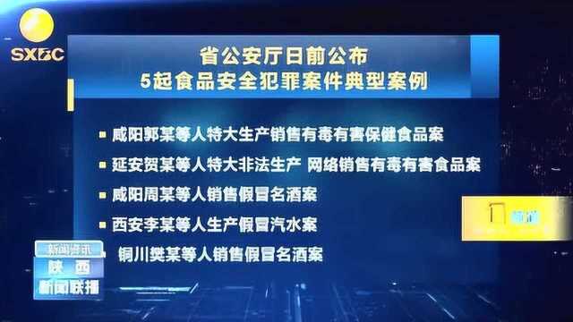 陕西省公安厅公布5起食品安全犯罪案件典型案例