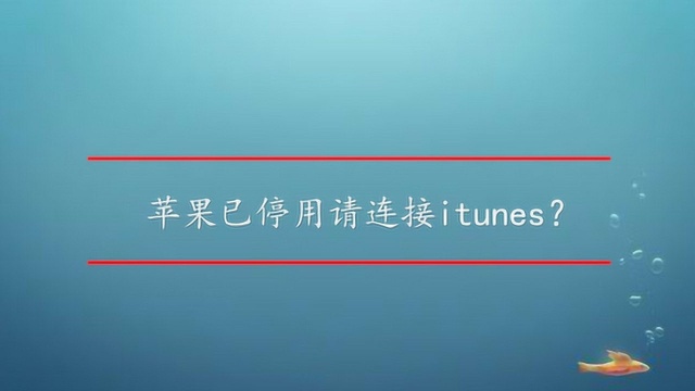 苹果已停用请连接itunes?