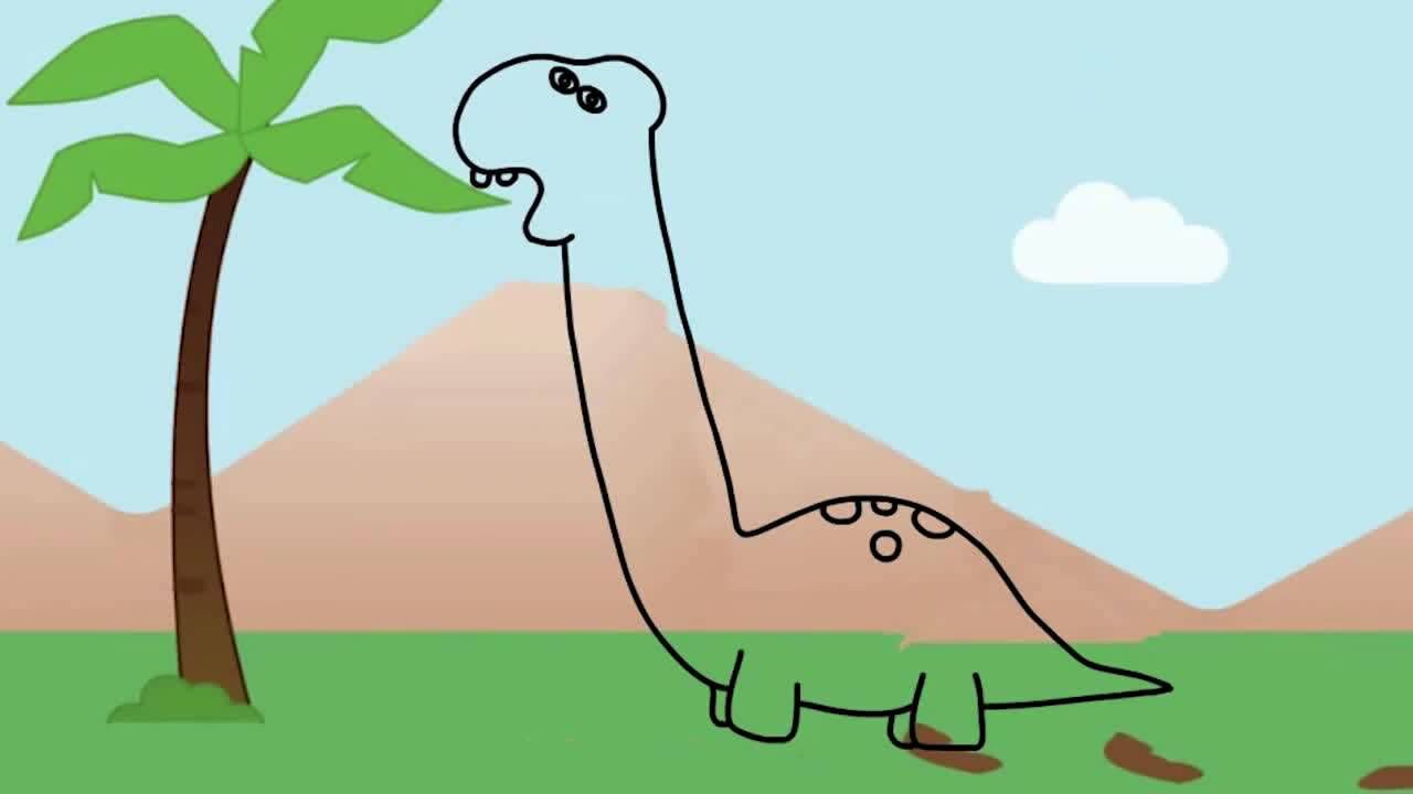腕龙恐龙简笔画图片