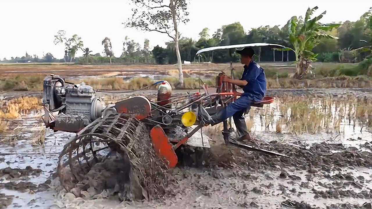 这种耙田机不多见操作起来非常奇特你看有多特别