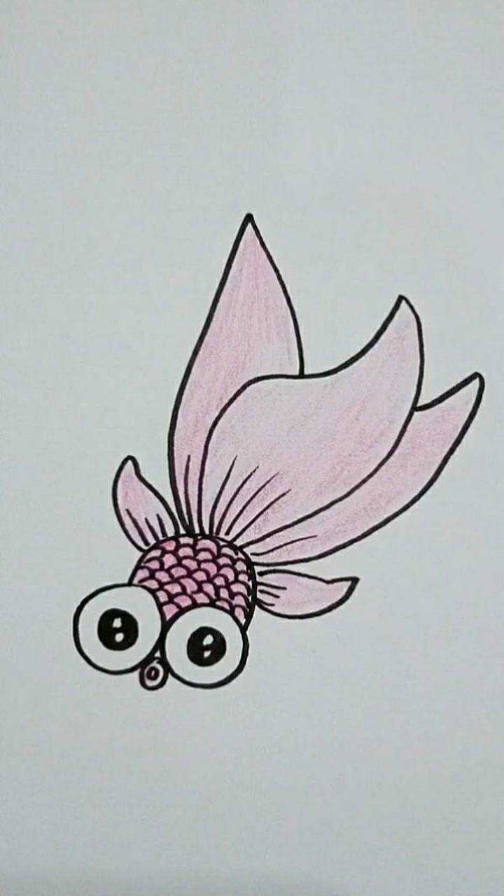 画了一个大眼睛的小金鱼颜色好看模样也很可爱