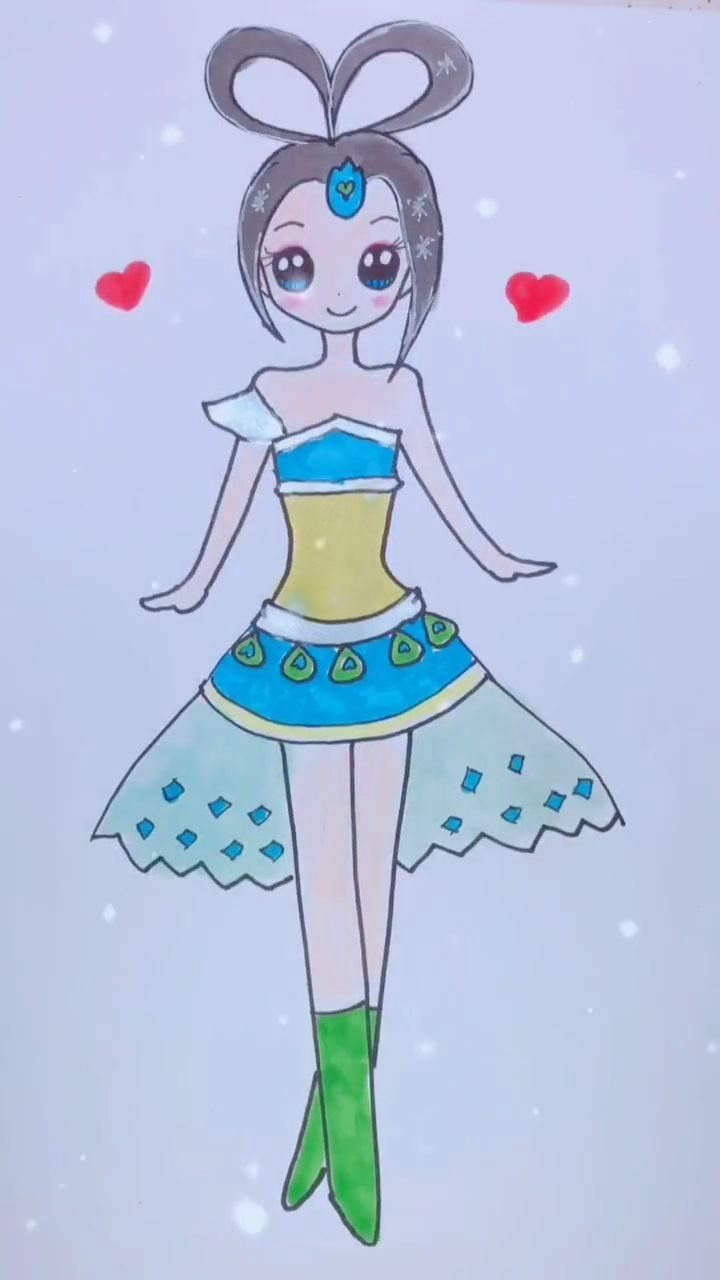今天画一个孔雀公主,她真的好漂亮啊!好喜欢她