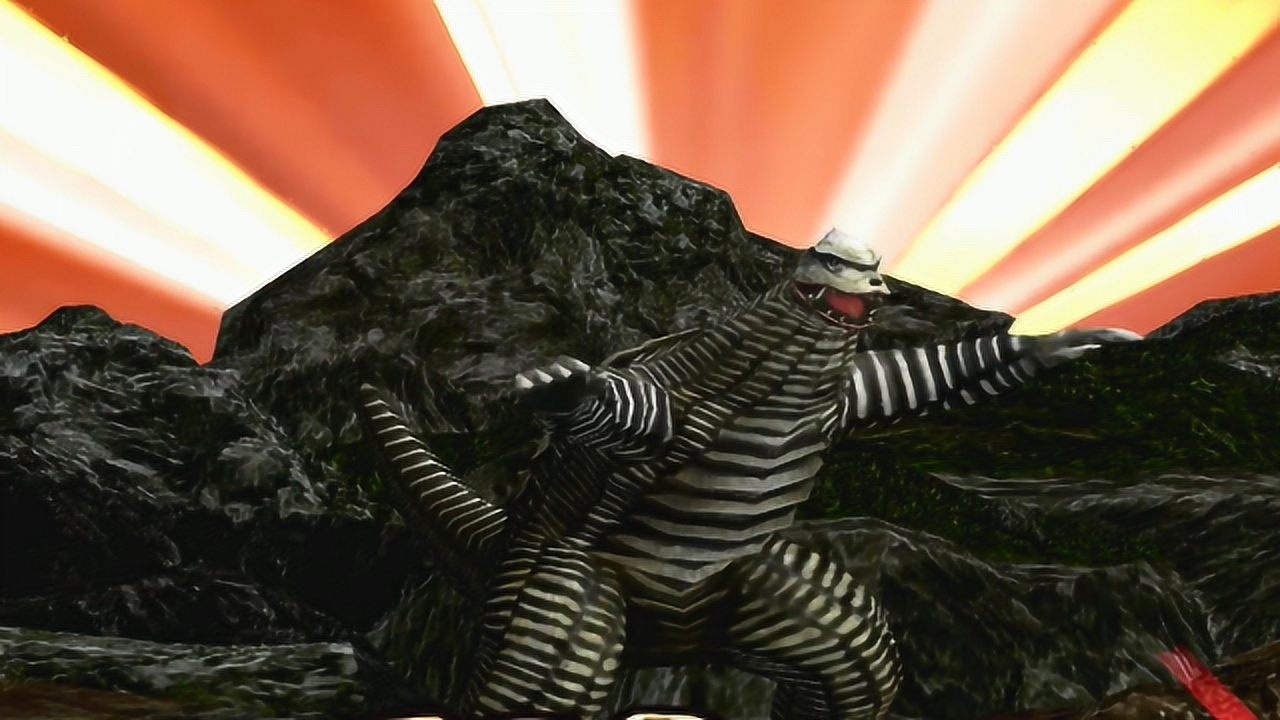 奥特曼格斗怪兽雷德王来到投石赛场玩投石比赛结果把石头扔到了自己