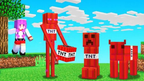 小君姐姐我的世界:点燃一个怪物tnt,场面有点失控啊
