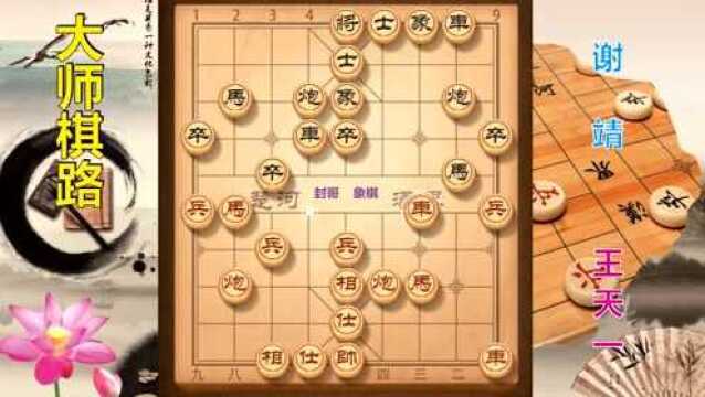 大师棋路25,王天一32回合先胜谢靖,2019全国排位赛