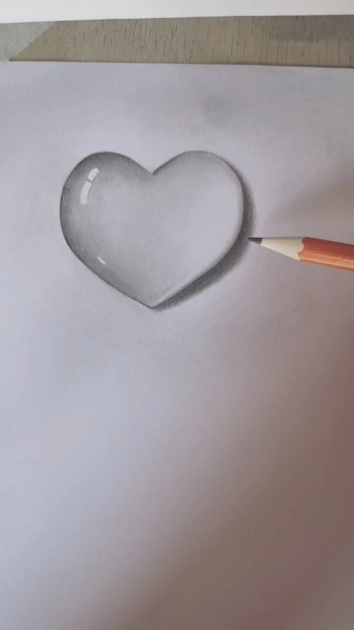 教你画立体爱心水滴一看就会