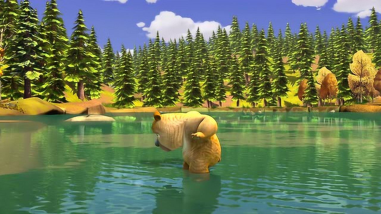 熊出没之雪岭熊风熊二想到小时候还跟熊大抓鱼