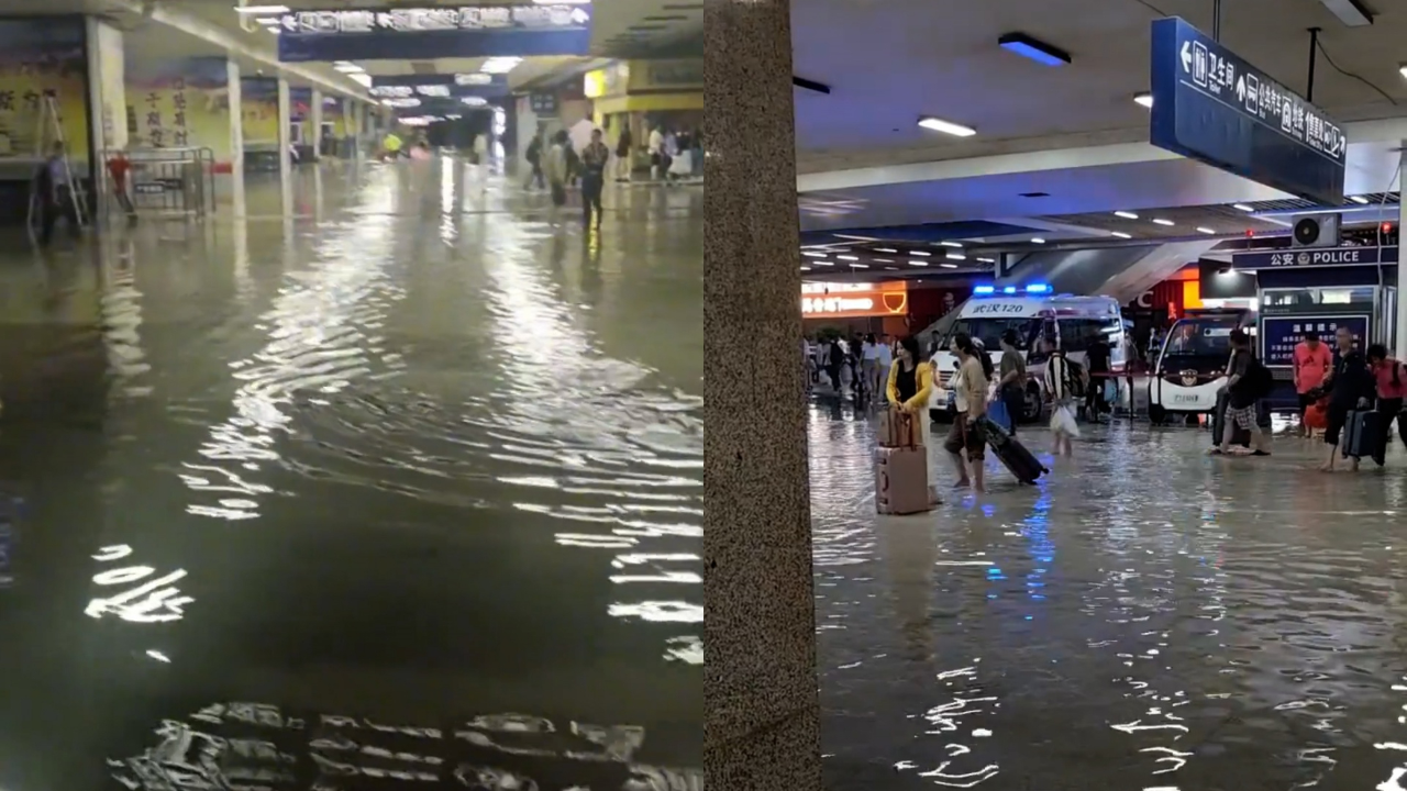 航拍武汉凌晨电闪雷鸣震撼瞬间