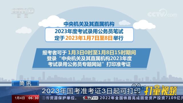 通知!2023年国考准考证1月3日起可打印