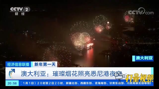 澳大利亚:璀璨烟花照亮悉尼港夜空