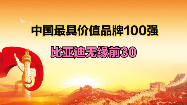 2023中国品牌100强出炉!比亚迪连前30都进不了,华为仅排第12