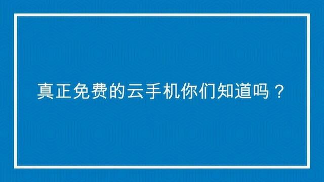 真正免费的云手机你们知道吗?