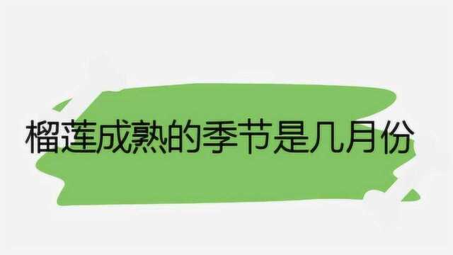 榴莲成熟的季节是几月份