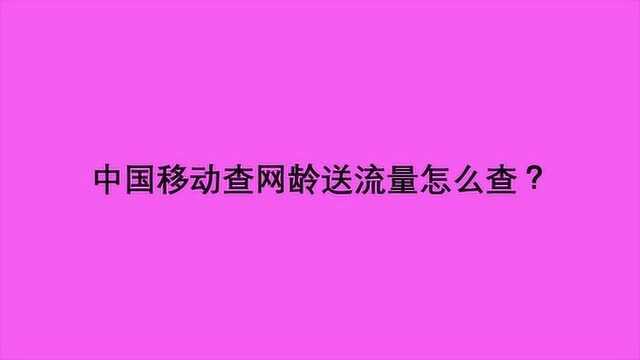 中国移动查网龄送流量怎么查?